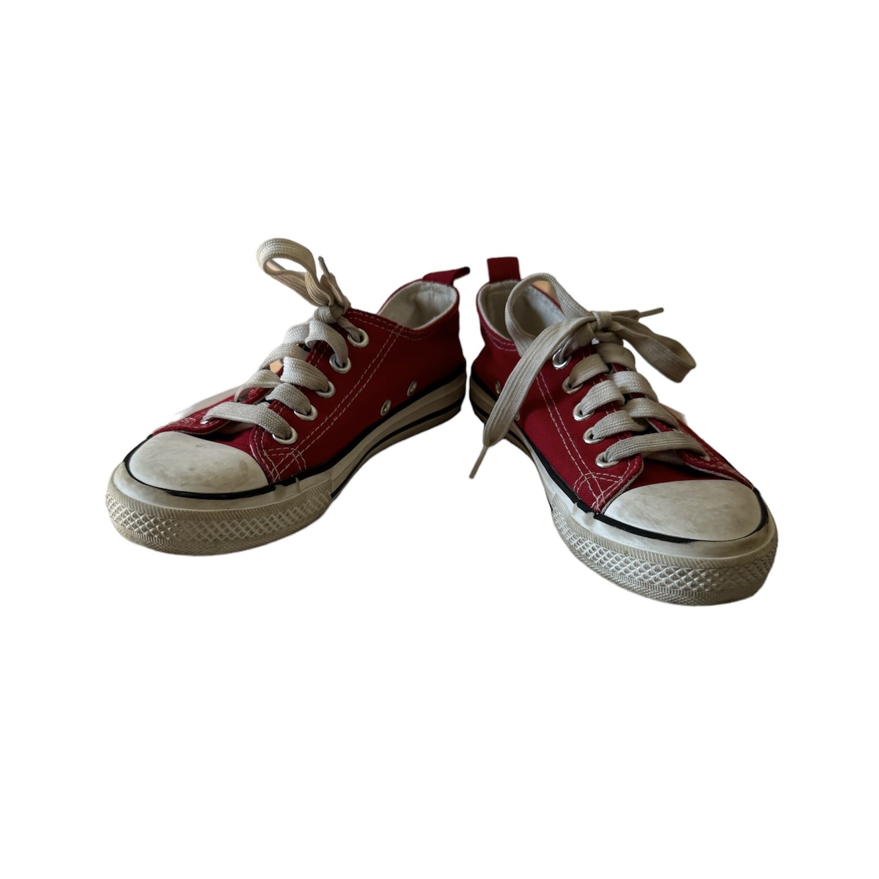 Toandon Boys/Girls Low Top Sneakers Canvas Kicks Red /white laces