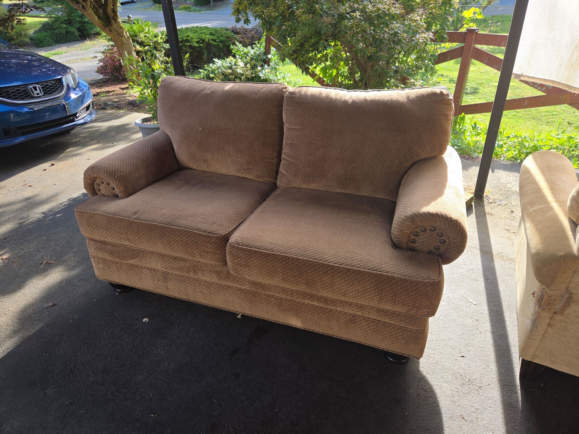 Brown Fabric Loveseat - like new