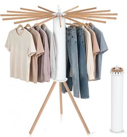 Tripod Foldable Clothes Rack,Garment Rack Portable with Collapsible Design Drying Rack Clothing with No-Tool Assembly, Freestanding Laundry Drying Rac