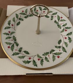 Lenox China Platter/Server, Gold Trim, Center Serving Handle