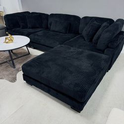 Black Sectional Sofa Cloud corduroy 4 segments extra large