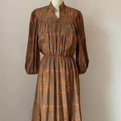 Vintage Japanese Brown Dress Size XS