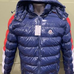 Moncler Coat Blue Bubble Puffy Hoody 