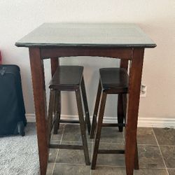 Solid Wood Table With 2 Matching Chairs