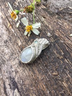 Moonstone opal silver pendant