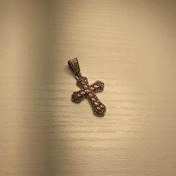 ICED OUT (pink) cross pendant 