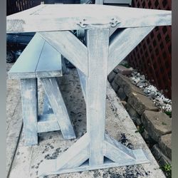 Repurposed vintage door with matching bench