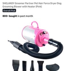 New Pet Dryer / SHELANDY Groomer Partner Pet Hair Force Dryer Dog Grooming Blower with Heater (Pink) Overall Pick