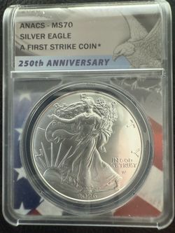 250th Anniversary MS70 Silver Eagle coin