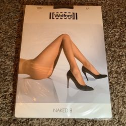 Wolford naked 8 tights, very soft & sheer, color black, size: M