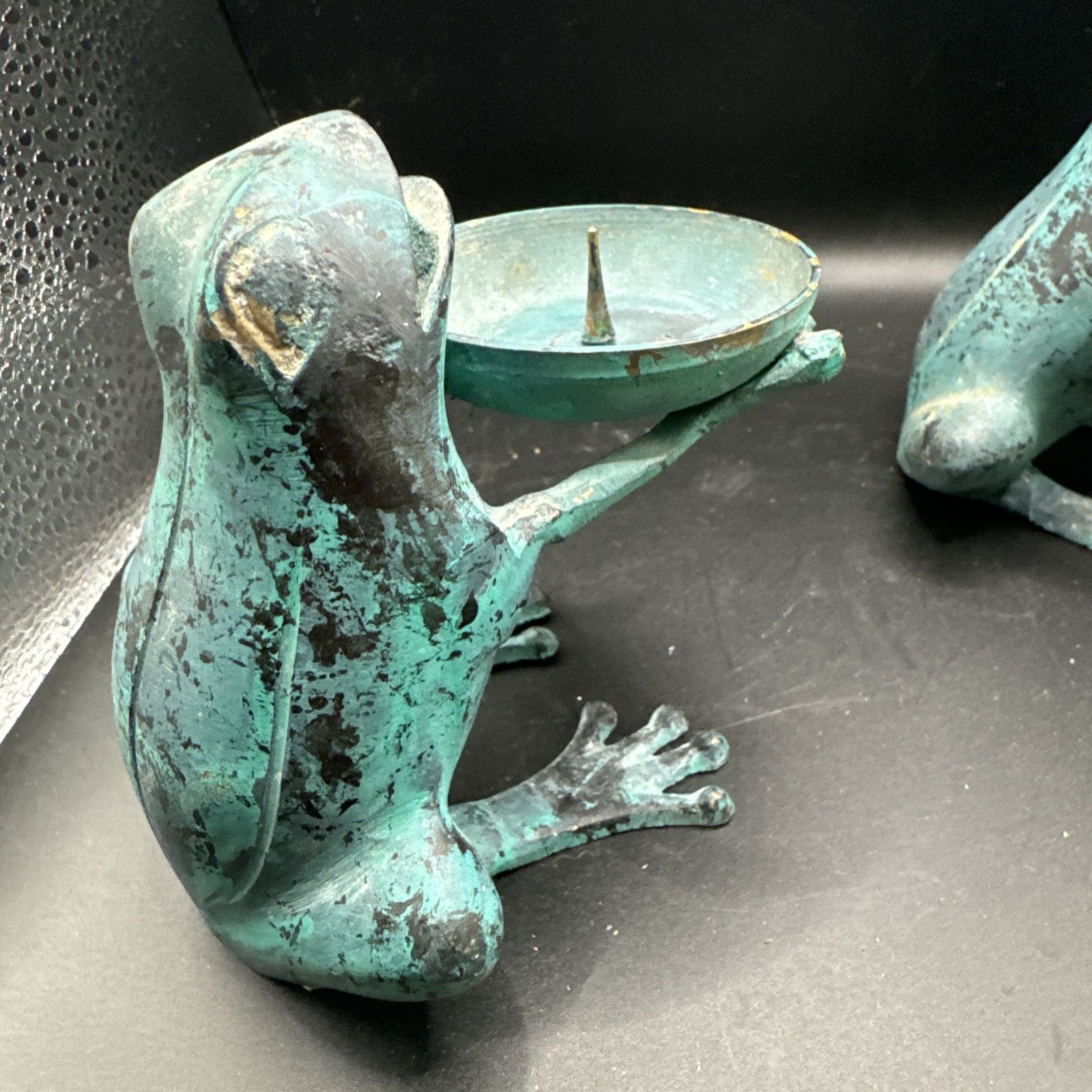 Set Of 2 Blue vintage Metal cast iron frog candle holder 4" for Sale in Brenham, TX OfferUp