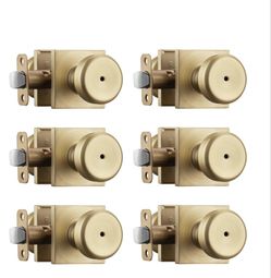 6 Pack Brushed Gold Door Knobs With Lock