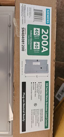 Siemens
SN Series 200 Amp 40-Space 40-Circuit Indoor Main Breaker Plug-On Neutral Load Center