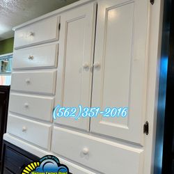 White Pinewood Closet Wardrobe Dresser New Wide Drawer Armoire 