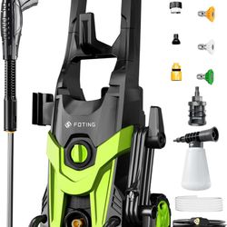 Power waher 4300PSI with 4 Quick Connect Nozzles, Inlet Hose & Filter& Foam Cannon for Cars/Fences/Driveways/Home Cleaning, Green