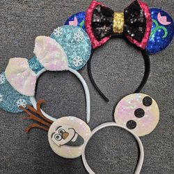 Set Of 3 X Frozen Elsa Anna Olaf Inspired  Mickey Minnie Ears 
