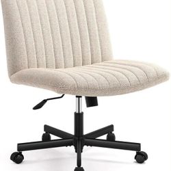 Purgreen Criss Cross Chair, Office Chair Cross Legged with Wheels, Armless Office Chair, Linen Desk Chairs with Wheels for Home Office, Meditation (Li