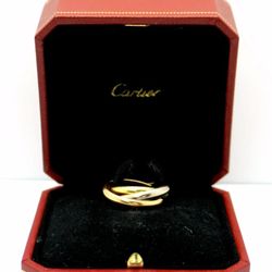 Cartier 18k Tri Color Gold Trinity Rolling Ring sz 8.5 EU SZ 58