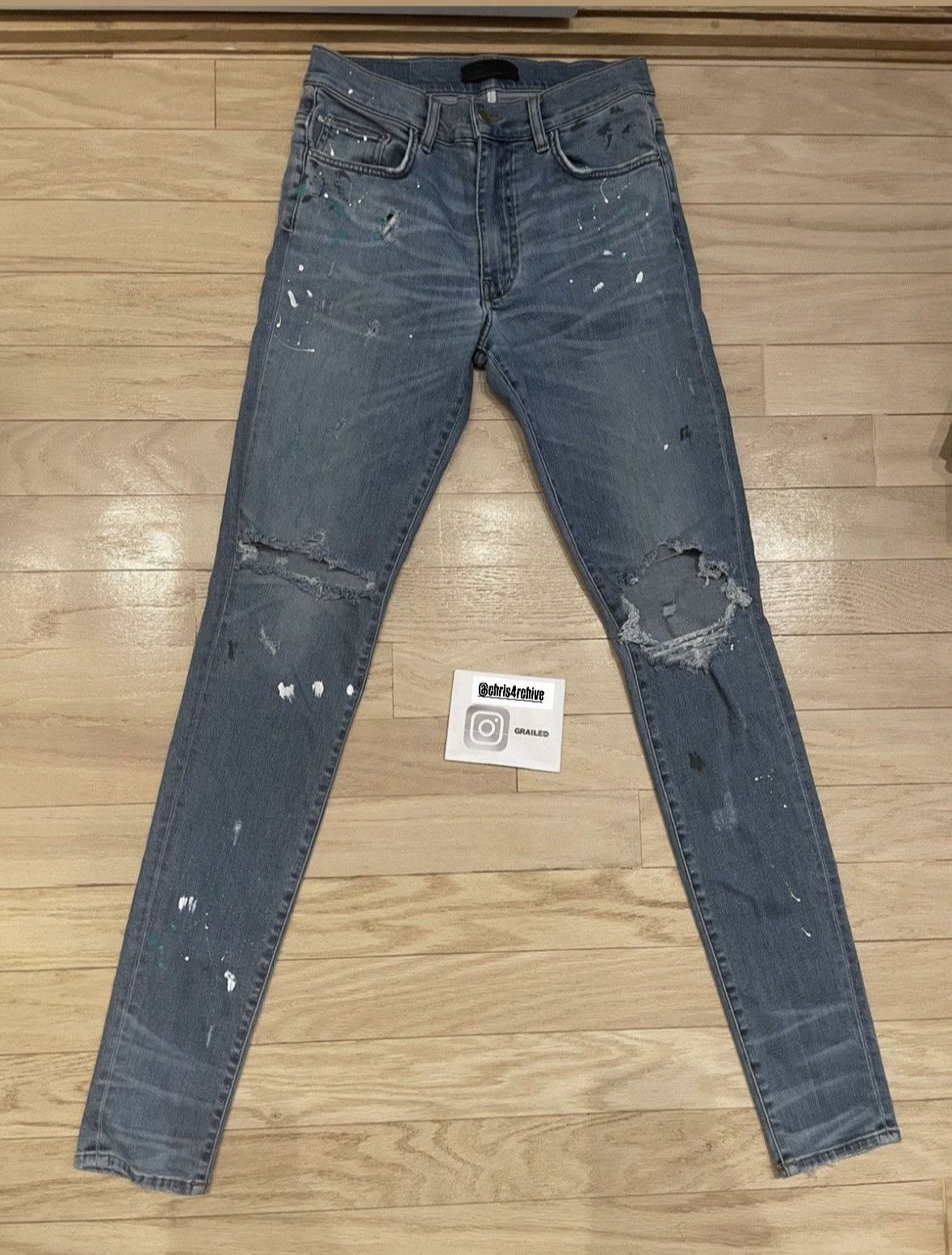 Amiri Jeans Knee Hole paint Splatter Denim
