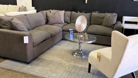 Large Brown Fabric Sectional Sofa NEW