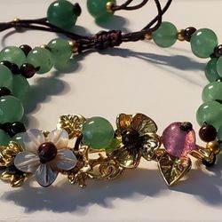 Floral Jade Beaded Bracelet
