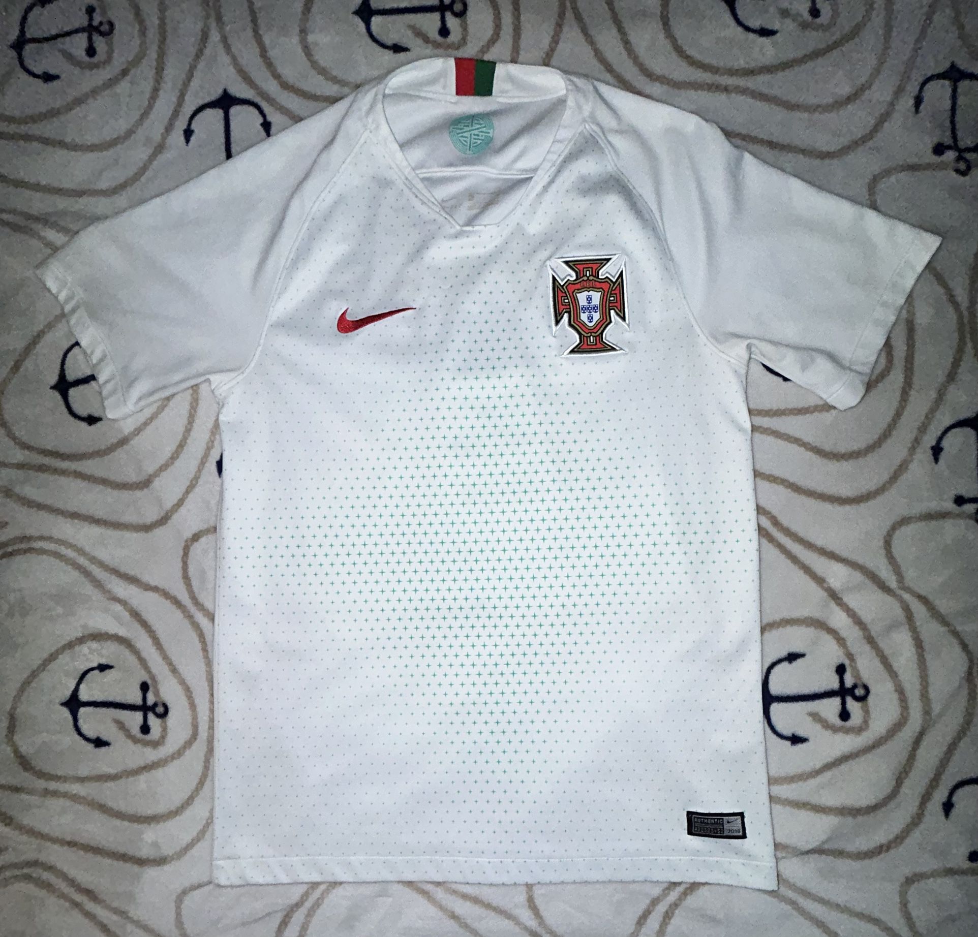Portugal white and green Soccer jersey