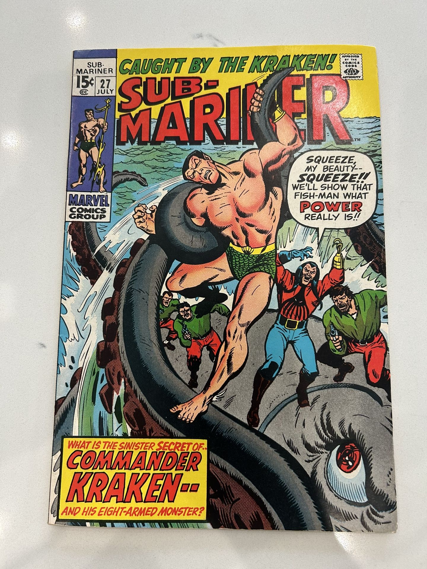 Marvel Comics Sub-Mariner #27 FN/VF 🔑 1st Appearance of Commander Kraken 💦 🪽 