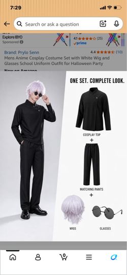 Mens Anime Cosplay Costume Set with Wig and Glasses