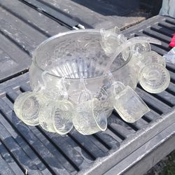 Vintage Punch Bowl & Glasses
