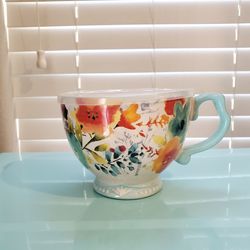 Pioneer Woman Willow Stoneware Jumbo 27oz Soup/Coffee Bowl with Lid & Handle