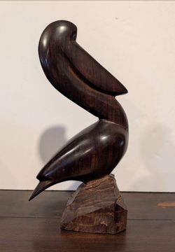 Wood Pelican Sculpture