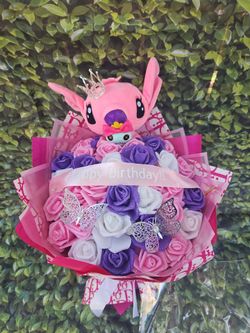 Angel,happy birthday forever flower arrangement