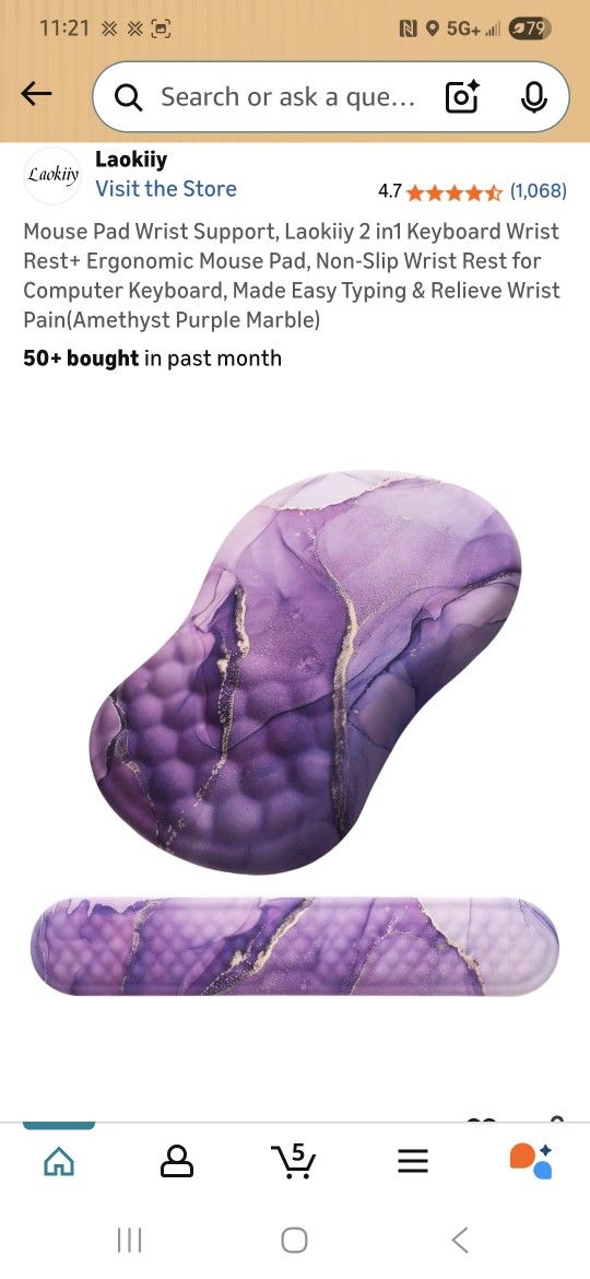 **NEW**Mouse Pad Wrist Support, Laokiiy 2 in1 Keyboard Wrist Rest+ Ergonomic Mouse Pad, Non-Slip