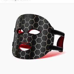 Led Face Mask Light Therapy 7 Colors LED Facial Mask Anti-Aging Reduce Fine Lines and Wrinkles Tightening Skin (Black
