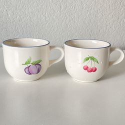 Vintage Pfaltzgraff Tea Coffee Cup Mug A Pair of Plum And Cherry Fruit USA Made