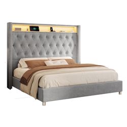 Queen Size Upholstered Wingback Storage Bed (Wade Logan – Ashaya model)