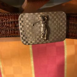 Vintage Eel Skin Men’s Belt W/ Golfer Buckle