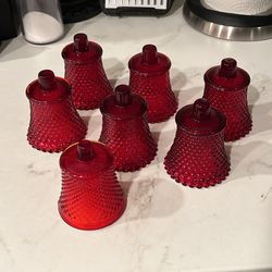 Vintage Red Glass Hobnail Votive Pegs