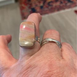 PINK BOTSWANA AGATE RING -6 