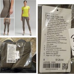 NWT 🍋 Lululemon 🍋 fast and free 25"  Size 8