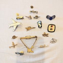 Lot Of Vintage Aeronautical Plane Pins And Tie Tacs