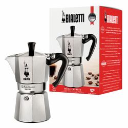 Moka Express: Iconic Stovetop Espresso Maker, Makes Real Italian Coffee, Moka Pot 9 Cups (14 Oz - 420 Ml), Aluminium, Silver