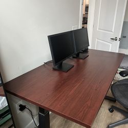 Realspace® Magellan 60"W Pneumatic Height-Adjustable Standing Desk, Cherry