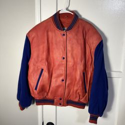 Vintage 80s L.A Studio Wool Leather Varsity Jacket Sun Faded Red Korea Men’s Medium 