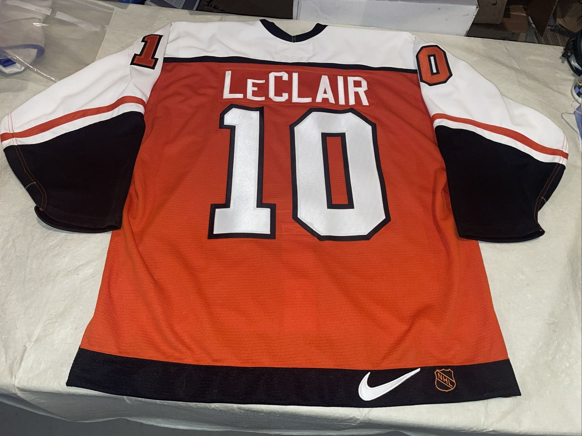 Authentic Nike John Leclair Philadelphia Flyers Jersey Mens 52 Sewn Euc Mic