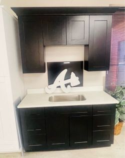 Dark Espresso Kitchen Cabinet Set with Sink