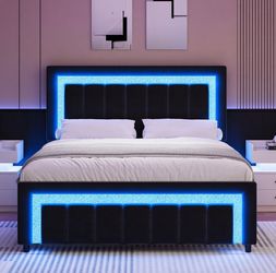 Full Size Bed Frame with LED Lights and Velvet Upholstered Headboard
Adjustable Headboard, Diamond Headboard & Footboard, Wood Slats Support, Noise Fr
