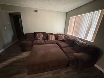 Brown Sectional Sofa with Ottoman