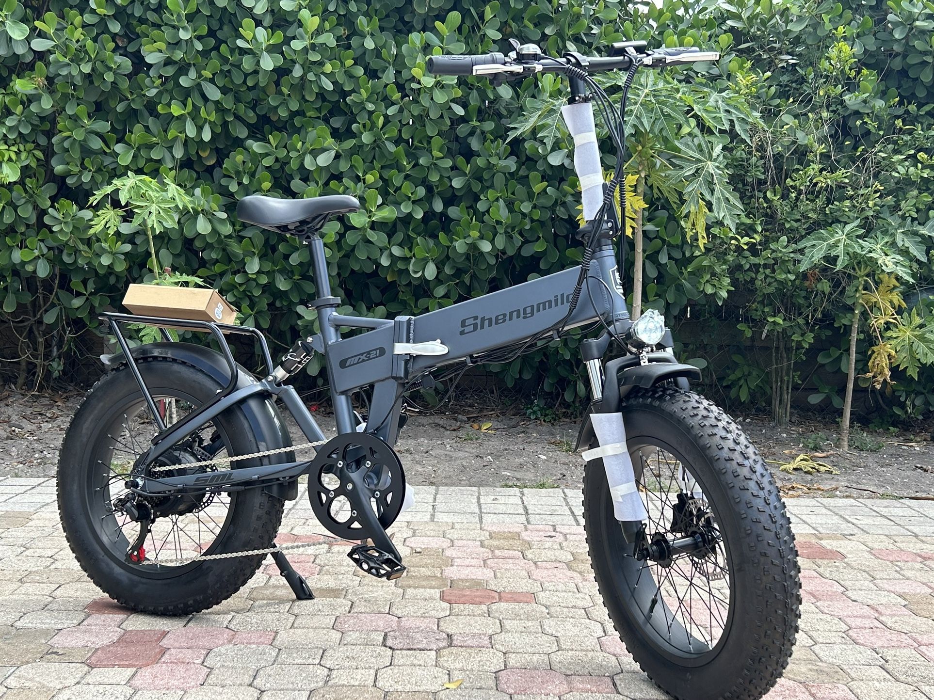 NEW SHENG MILO MX-21 20x4.0 ELECTRIC BIKE FOLDING DUAL DISC BRAKES FULL SUSPENSION 500w 48v