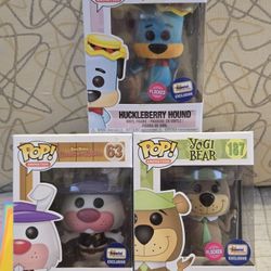 Hanna Barbera Huckleberry Yogi Ricochet VAULTED EXCLUSIVE FLOCKED Funko Pop Comb